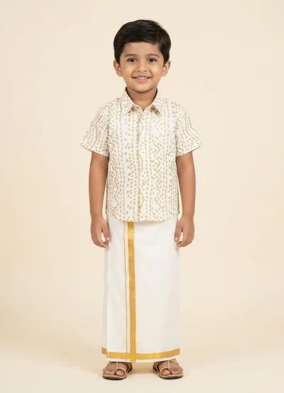 Halfwhite Bandhini Shirt & Vesti Set